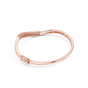 18K Rose Gold Lab Grown Diamond Elegant Crossover Diamond <b>Bangle</b> in Rose Gold Double Row Round Cut Diamond Criss Cross Design - Product Image 2