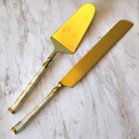 2-teiliges Tortenbesteck-Set mit Perlmuttgriff, Edelstahl-Tortenmesser und Tortenheber, als Hochzeitsgeschenk geeignet