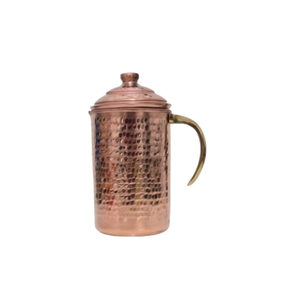 Carafe à eau artisanale en cuivre pur avec couvercle 1000 ml, pichet ayurvédique en cuivre pour l'hydratation quotidienne, récipient de stockage antimicrobien - Product Image 3