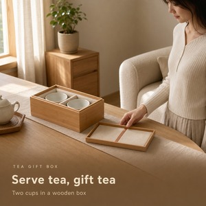 Wooden Tea Box with Felt Lined Insert and Lid, Divided Tea Packaging Gift Box - Product Image 4