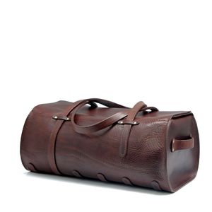 Sac de voyage unisexe en cuir rouge avec fermeture éclair, grande capacité, style vintage, sac de week-end 20-35L - Product Image 4