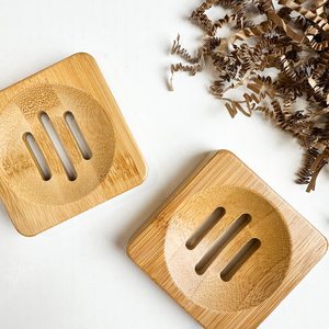 Curio Craft <b>Bamboo</b> Round <b>Soap</b> <b>Dish</b> Modern Minimalist Design with Drain Slots Easy to Clean Bathroom Accessory - Product Image 5