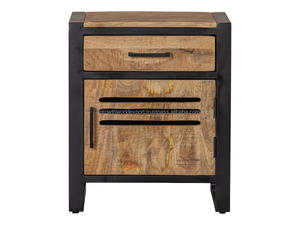 Modern Industrial Wooden <b>Bedside</b> Table with Drawer Metal Frame Nightstand <b>Storage</b> Cabinet for Bedroom Living Room - Product Image 5