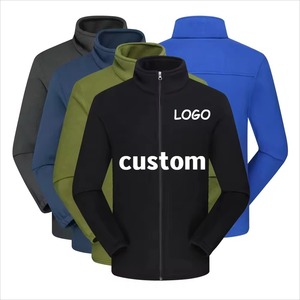 240 GSM Thin Hooded Polar Fleece <b>Jacket</b> Soft Warm Waterproof Burgundy Contrast Rib Knit Custom Embroidery Woven <b>Patch</b> Men's - Product Image 1