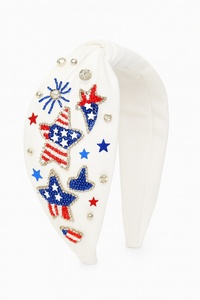 Diadema con Cuentas de la Bandera de EE. UU. Roja, Diadema con Nudo de Diamantes de Imitación para el 4 de Julio, para Mujeres y Niñas, Diademas para Fiestas del Día de la Independencia - Product Image 3