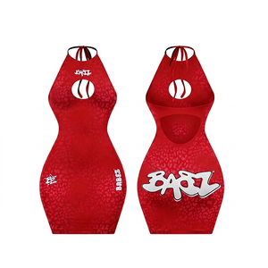 Combinaison moulante noire à imprimé léopard pour femme, col halter, sans manches, avec découpes, extensible, pour l'été - Product Image 3