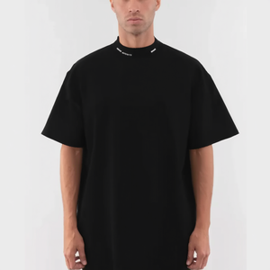 Camiseta Oversize de Lujo para Hombre, 100% Algodón Pesado, de Alta Calidad, Personalizada, Tallas Grandes, Cuello Simulado, Corte Cuadrado - Product Image 3