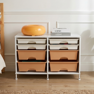 Minimalist 4-Layer <b>Plastic</b> Storage Cabinet With Drawers Rectangular Design For Multifunctional <b>Stacking</b> Unit - Product Image 1