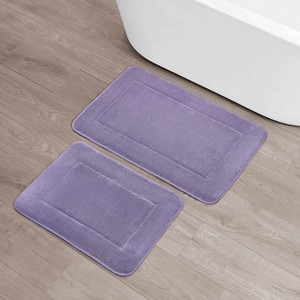 Purple Cotton Bath <b>Mats</b> Rectangle 2 Piece <b>Set</b> Non-Slip Tufted Plush Rug for Home <b>Bathroom</b> Machine Washable - Product Image 5