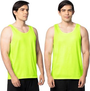 เสื้อกล้ามผู้ชายสีเขียวนีออน คอกลม สีพื้น ผ้าถัก ระบายอากาศได้ดี ผลิตจากโพลีเอสเตอร์ สวมใส่สบาย - Product Image 1