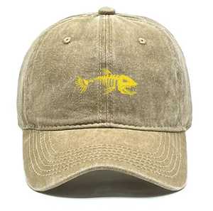 Cotton <b>Baseball</b> <b>Cap</b> With Yellow Fish Skeleton Embroidery Unisex Casual Hat For Adults Spring Summer - Product Image 3