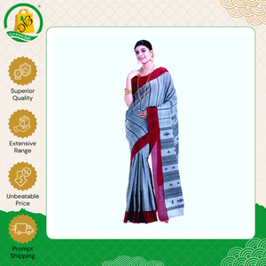 Nueva Colección de Diseñador de Sarees de Seda y Algodón Marrón 100% Puro, Hechos a Mano, Suaves y Ligeros, con Diseño Elegante para Bodas - Product Image 3