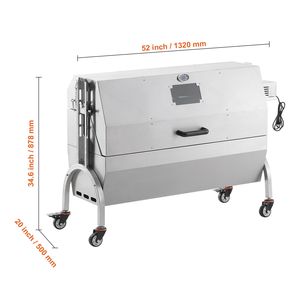 Grill électrique rotatif de 46 pouces avec une capacité de 132 lb, couvercle à capot pour barbecue, porc entier, agneau, chèvre, moteur de 52 W pour brochettes - Product Image 2