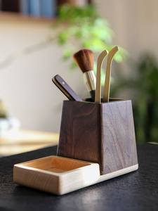Accessoires d'écriture en bois pour bureau, organiseur de bureau élégant en bois pour stylos et crayons, organiseur en bois de qualité supérieure pour le bureau - Product Image 3