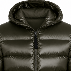 Men's Olive Green Eco-friendly Front Logo Puffer <b>Jacket</b> Windproof Zipper Closure Casual <b>Winter</b> Thick Solid Color Regular Fit - Product Image 6