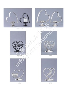 Décorations de Noël pour Fêtes, Décoration de Table, Porte-bougie Chauffe-plat en Métal en Forme de Cœur, Style Socle, Noir et Argent, Vente en Gros - Product Image 3