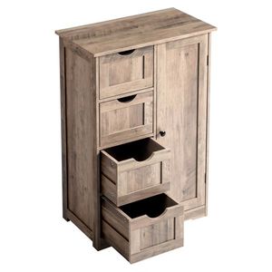 Meuble de salle de bain en MDF gris délavé avec placage mélaminé, 4 tiroirs, 1 porte, 80 cm, 56*30*30 cm - Product Image 3