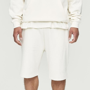 Shorts Bermuda en Coton Blanc pour Homme, Taille Élastique, Couleur Unie, Respirant, Tissu Tissé, Coupe Décontractée - Product Image 3
