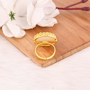 Natural <b>Crystal</b> and Mother of Pearl Doublet Gemstone Stylish <b>Ring</b> Handmade Jewelry for Women - Product Image 5