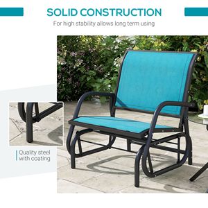 Sedia a dondolo da giardino con braccioli curvi blu per esterni, portico, bordo piscina, balcone - Product Image 6