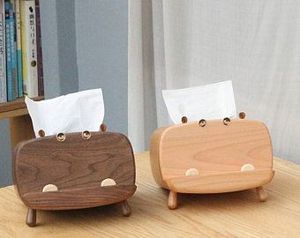 Boîte à mouchoirs en bois en forme d'animal, support créatif pour mouchoirs, support de téléphone, décoration de bureau/table moderne et luxueuse pour la maison et les restaurants - Product Image 3
