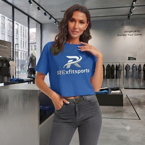 REXFITSPORTS 2026 เสื้อยืดครอปท็อปโอเวอร์ไซส์สำหรับผู้หญิง แขนสั้น ผ้าฝ้าย คอกลม รับผลิตเสื้อผ้าสตรีทแวร์แบบ Private Label - Product Image 5