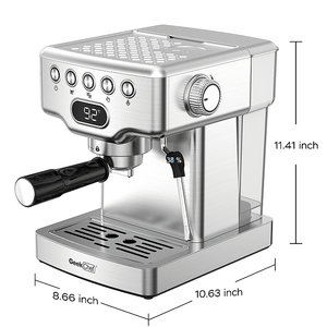 Machine à expresso semi-automatique ULKA 1350W, pompe haute pression 19 bars, extracteur 1-2 tasses, capacité d'eau de 1,8 L - Product Image 2