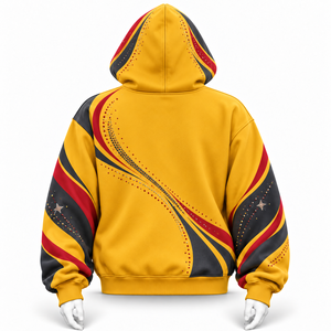 Sweat à capuche jaune pour femme avec motif cœur en cristal et manches tombantes – Sweat à capuche élégant pour femme orné de strass, magnifique - Product Image 3