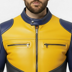 Veste en cuir véritable taille US, cuir d'agneau, édition limitée, appliqué brodé de diamants, veste d'hiver de haute qualité pour hommes - Product Image 3