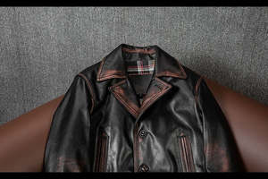 Veste en cuir véritable haut de gamme pour homme, style urbain classique, longue veste de motard, en cuir de vachette fait main, vestes en cuir personnalisées à prix abordable - Product Image 6