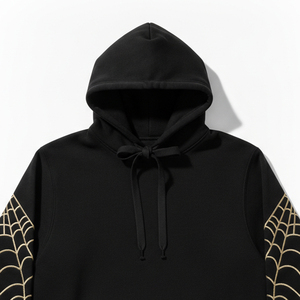 Sudadera con capucha vintage de hombre, extragrande y de peso pesado, con gráfico de telaraña de araña y pedrería, al por mayor - Product Image 3