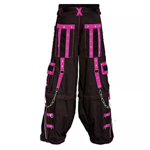 Pantalon Harem Noir Homme avec Bretelles Vertes, Multiples Poches, Fermeture Élastique et Zip, Style Urbain, Mode Estivale, Haute Qualité - Product Image 4