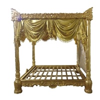 Luxuriöses Goldblatt-Himmelbett aus Mahagoniholz mit Vollständiger Schnitzerei und Vorhang, Entworfen für Königliche Klassische Möbel