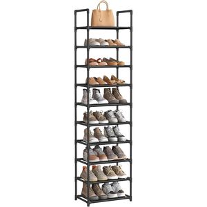 Scarpiera a 10 Ripiani con Struttura in Metallo, 11 x 17,7 x 68 Pollici, Organizzatore per Scarpe - Product Image 1