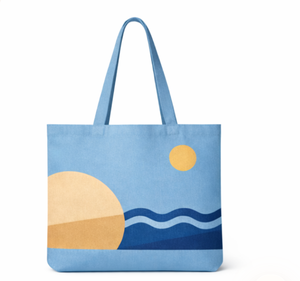 Sacs de plage en gros, grands sacs fourre-tout avec logo imprimé, en toile, à longues poignées, fermeture éclair, sacs de courses réutilisables en coton - Product Image 5