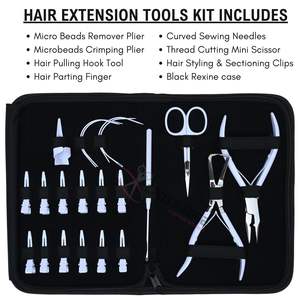 Kit de Accesorios Premium para Extensiones de Cabello Blanco con Alicates de Micro-Enlace para Crimpado y Remoción, Agujas Curvas, Tijeras y Herramienta de Gancho - Product Image 2