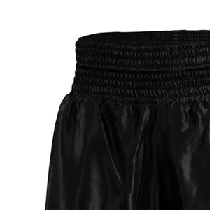 Shorts de boxe noirs pour hommes, coupe ample, 100 % polyester, respirants, vêtements d'arts martiaux, style court pour adultes - Product Image 4