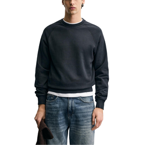 Sweat-shirt décontracté pour homme, col rond, manches raglan, en coton tricoté, coupe classique, couleur unie, automne - Product Image 1