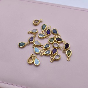 Natural <b>Emerald</b> Teardrop <b>Pendant</b> | Gold Bezel Gemstone Jewelry Charm Sold Per Pc - Product Image 5