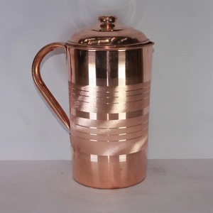 Pure Copper Water <b>Jug</b> with Lid & Handle | Handcrafted Hammered Pitcher for <b>Drinking</b> Water | Ayurvedic Copper <b>Jug</b> for Home - Product Image 2