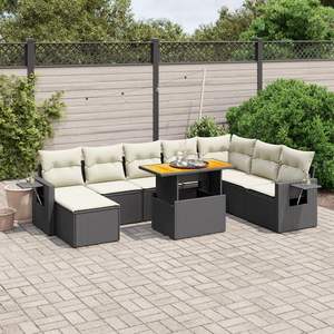 Conjunto de Sofás Modulares Grandes de Ratán PE Negro para Jardín, Muebles de Patio con Diseño Moderno y Elegante - Product Image 1