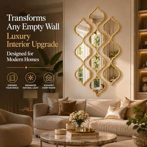 Premium Sheesham Wood Geometric <b>Mirror</b> Grid - Wholesale Statement <b>Wall</b> Decor - Product Image 5