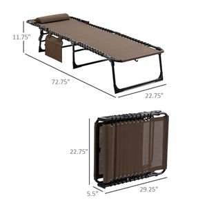 Schienale regolabile lettino prendisole portatile pieghevole lettino da campeggio con cuscino rimovibile poltrona reclinabile per Patio giardino spiaggia - Product Image 3