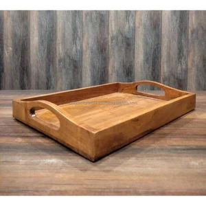 Bandeja Artesanal Carvagrip de Madera de Primera Calidad, Elegante, con Asas Laterales Grabadas, Hecha a Mano, Decoración para el Hogar, Tablas Sólidas para Ramadán - Product Image 3