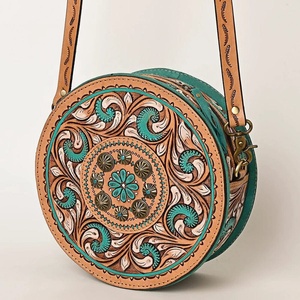 Sac bandoulière en cuir de vachette bohème turquoise avec broderie western, couleur personnalisée, stock disponible pour l'automne - Product Image 2