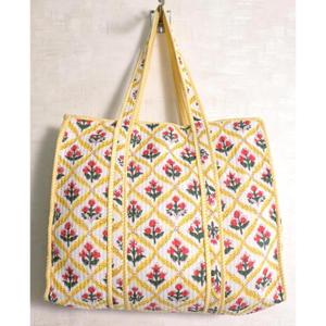 Cotton Floral Quilted Handbag Indian Handmade Tote <b>Bag</b> <b>Women</b> Boho Shoulder Shopping <b>Bag</b> - Product Image 1