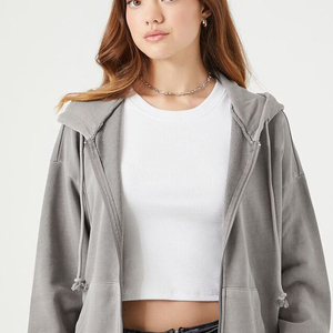 Sudaderas con capucha y cremallera para mujer, transpirables, de manga larga, estilo urbano, 100% algodón, OEM. - Product Image 4