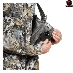 Men Outdoor Grey Digital Camouflage Hunting Field Bib Overalls Full Center Front Zipper Dual Flap Cargo Pockets Vertical Zipper - Product Image 5