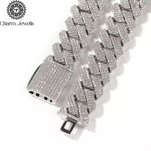 Charm Jewells Men's Moissanite Brilliant Cut Freshwater Pearl <b>Statement</b> <b>Necklace</b> 925 Silver 14K Gold Plated Link Chain Hiphop - Product Image 3
