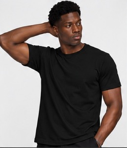 <b>Men's</b> Black Cotton T-Shirt Short Sleeve O-Neck Regular Fit Casual Wear - Product Image 6